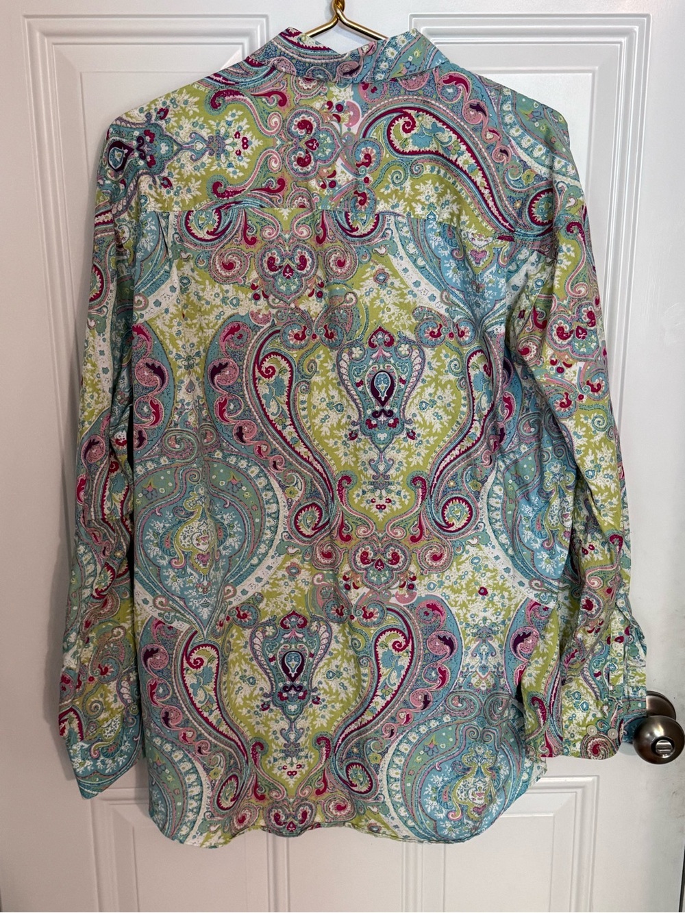 Alan Flusser Men's Sz Large Button Down Paisley Pastel Multicolor Shirt - Picture 4 of 8